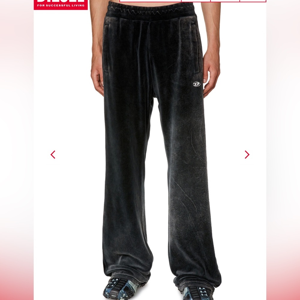 Diesel Black Velour sweatpants P-Zampband - Picture 5 of 8